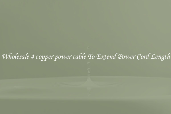 Wholesale 4 copper power cable To Extend Power Cord Length