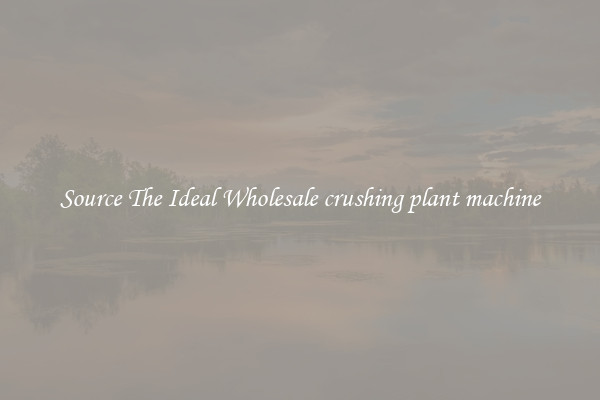 Source The Ideal Wholesale crushing plant machine